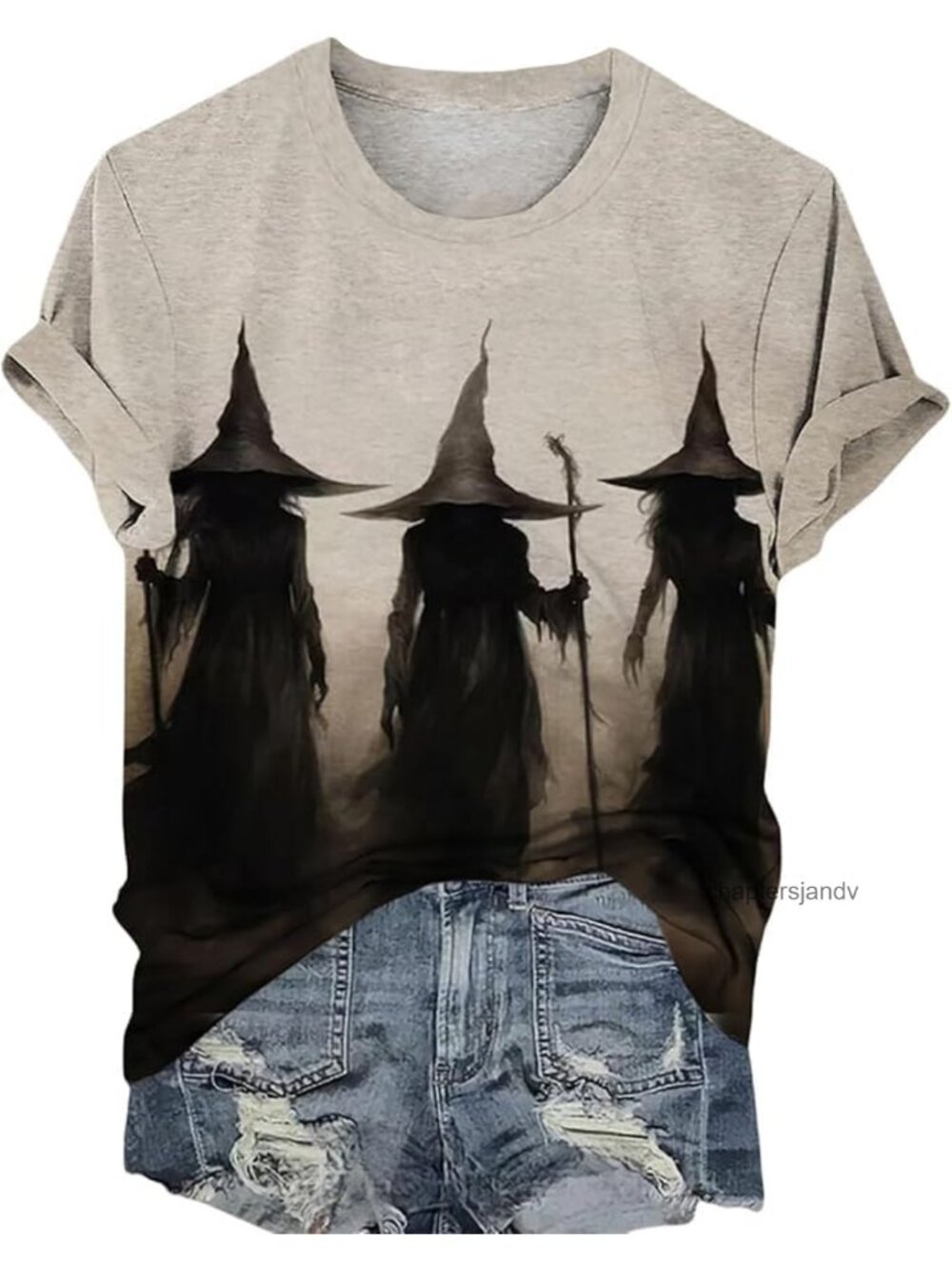Women's Halloween Witch Graphic T-Shirt Cotton Blend Short Sleeve Crew Neck